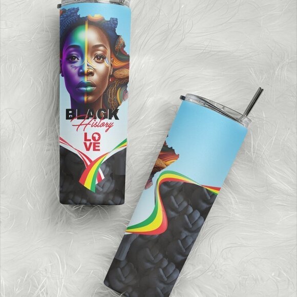 Black History Love 20 OZ Skinny Tumbler - Picture 1 of 1